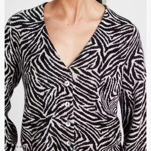 Kate Spade Zebra Patterned Women's cardigan earn your stripes silk and alpaca S